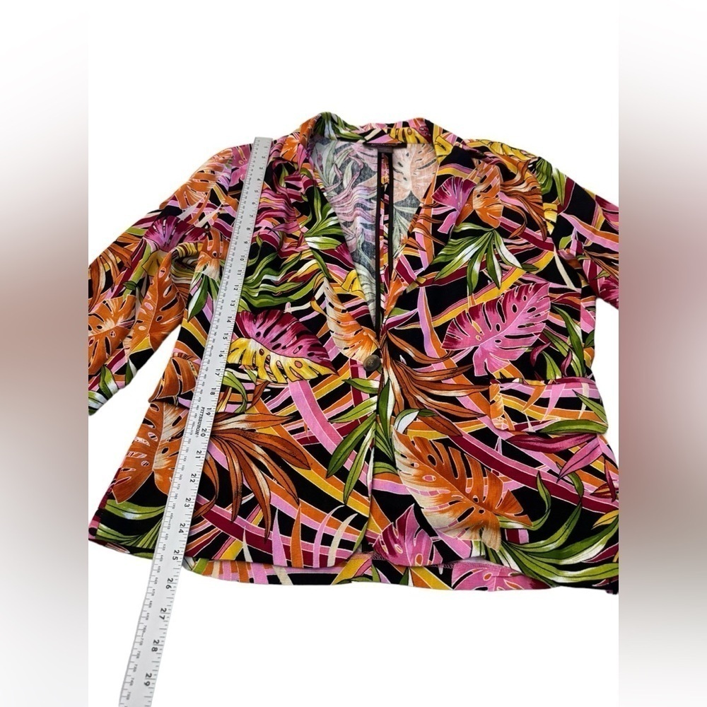 Ashley Stewart Linen Blazer Tropical Print Size 14 - Picture 8 of 11